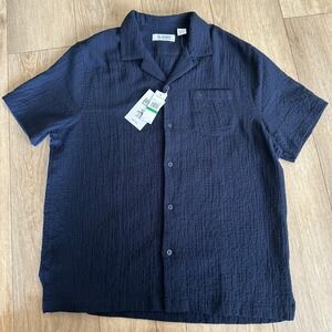 Penguin Original Men's Short Sleeve Button Blue Gauze Shirt Size Large NEW